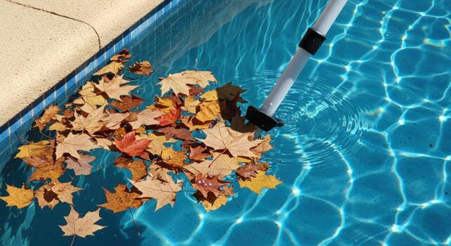 Neglected Pool with Leaves - Pool Recovery Service New Jersey